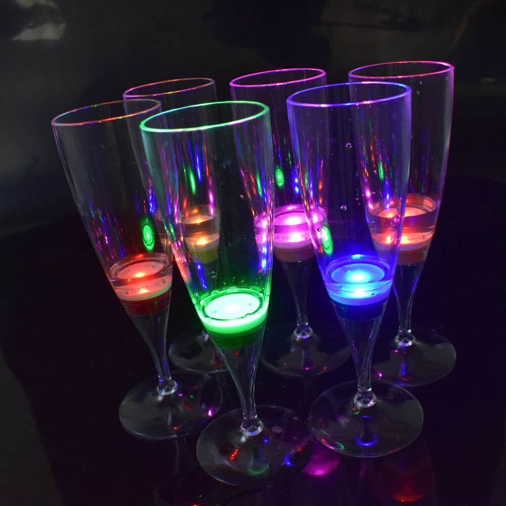6pcs Led Wine Glasses Champagne Cocktail Flashing Cups For