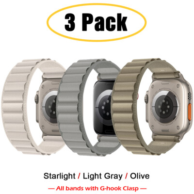 3 PACK Alpine Loop Sport Band for Apple Watch 9 8 7 6 5 SE Ultra 2 38/41/49mm
