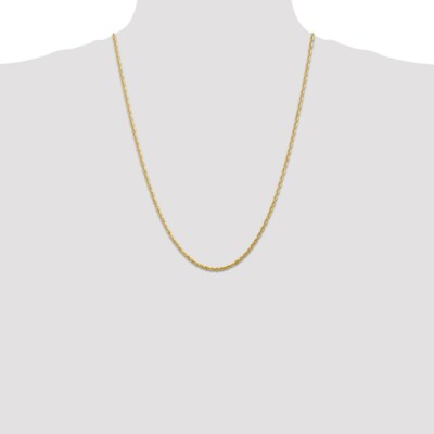 Pre-owned Superdealsforeverything Real 14kt 2.25mm Diamond Cut Extra-light Rope Chain; 24 Inch In Yellow