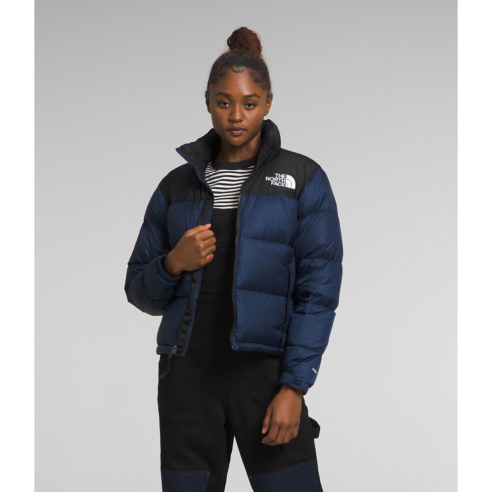Pre-owned The North Face 1996 Retro Nf0a3xeo92a Women's Navy Black Nuptse Jacket Ncl391