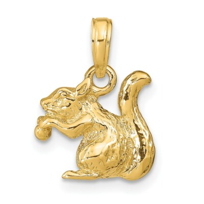 Pre-owned Superdealsforeverything Real 14kt Yellow Gold Solid 3-d Squirrel With Nut Charm