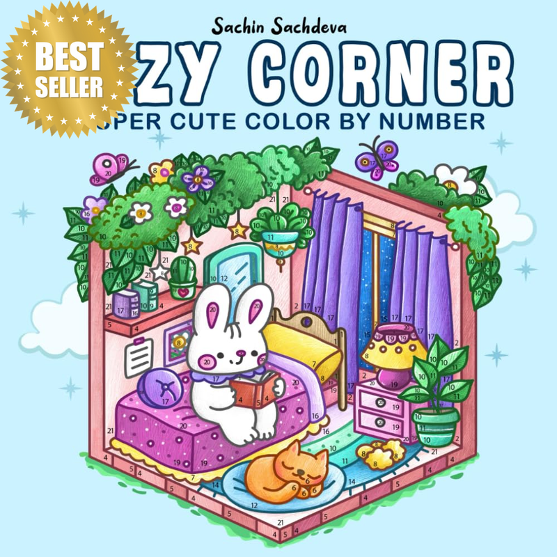 Cozy Corner Color by Number: Super Cute Coloring Book for Adults and Teens with