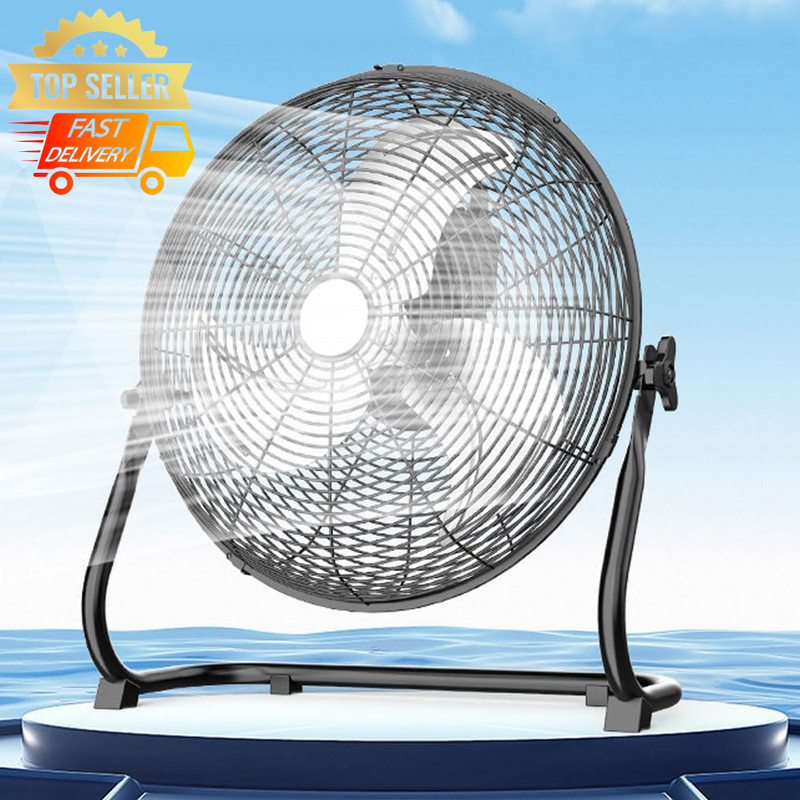 16" Industrial Floor Fan High Velocity Copper Motor 4 Speed Tilt Home Garage