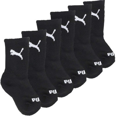 

Puma 6Pack Crew Socks Youth Boys Size  Athletic Casual 898258-01, Черный