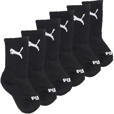 Puma 6Pack Crew Socks Youth Boys Size 7-8.5 Athletic Casual 898258-01