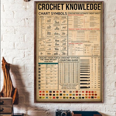 Crochet Knowledge Chart Symbols Crocheting Crafting Poster