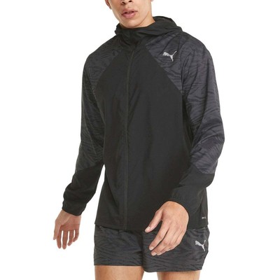 

Puma Run Graphic Hooded Jacket M Мужская черная повседневная спортивная верхняя одежда 521405-01, Черный, Puma Run Graphic Hooded Jacket M