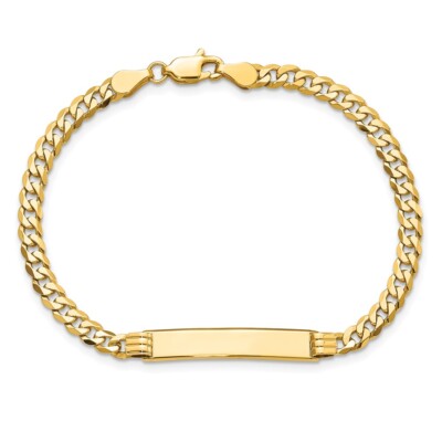 Pre-owned Superdealsforeverything Real 10kt Yellow Gold Flat Curb Link Id Chain Bracelet; 7 Inch; Lobster Clasp