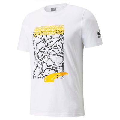 

Puma Clutch Graphic Crew Neck Футболка с коротким рукавом Мужские белые повседневные топы 53236, Белый, Puma Clutch Graphic Crew Neck Short Sleeve T-Shirt