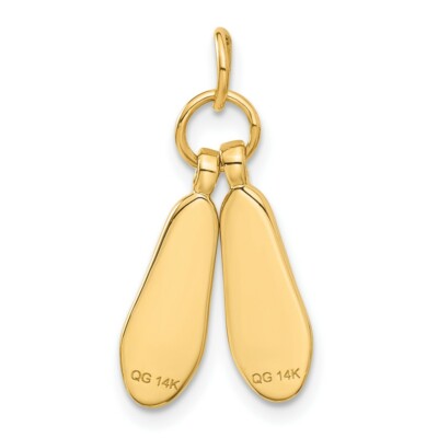 Pre-owned Skyjewelers Real 14kt Yellow Gold 3d Ballet Slippers Charm