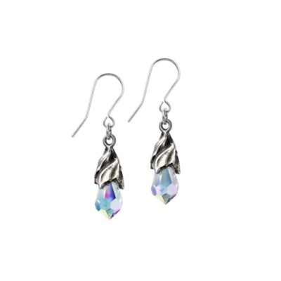Alchemy Gothic Empyrean Tear Drop Earrings Clear Dangle Pewter Vampire Witchy