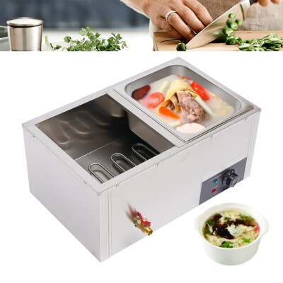 Countertop Electric Food Warmer Steamer 2 Pan Hot Well Bain Marie Countertop 