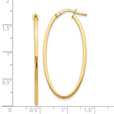 Pre-owned Diamond2deal 14k Yellow Gold Polished Oval Hoop Earrings 1.31g L-40mm