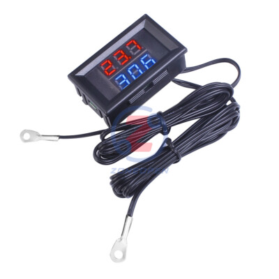Dual LED Display Digital Thermometer Waterproof Temperature Sensor NTC Probe
