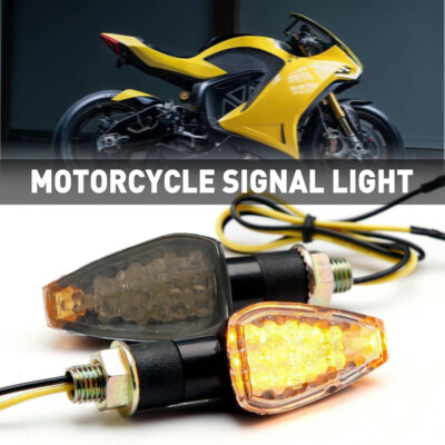 2X Amber Motorcycle Indicator 14LED Turn Signal Light Blinker Lamp Universal