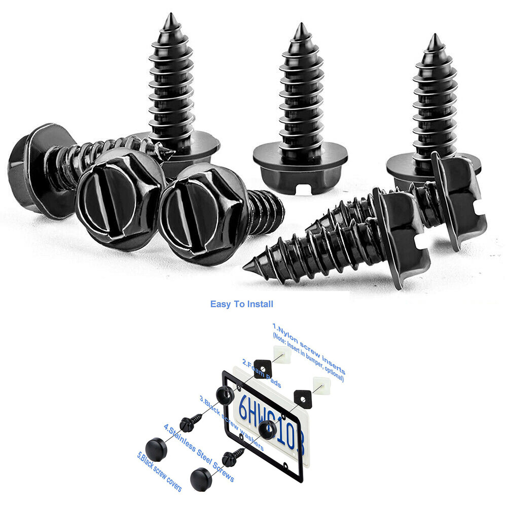 8шт ЧЕРНЫЙ СТАНДАРТНЫЙ номерной знак Замена НЕРЖАВЕЮЩИХ ВИНТОВ БЕЗ РЖАВЧИНЫ АВТОМОБИЛЬ СЕДАН