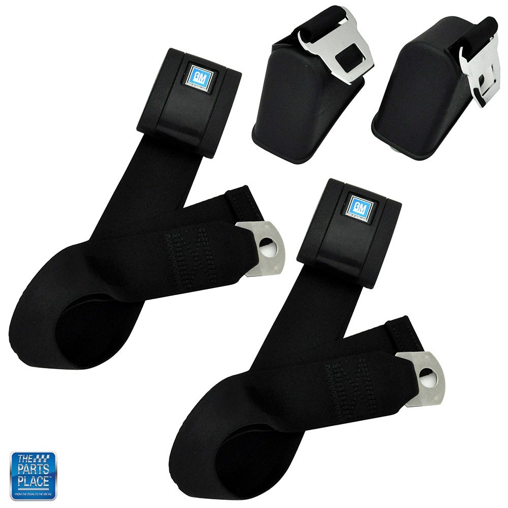 6772 Gm A Body Front Retractor Seat Belts W/ Plastic Buckle Black