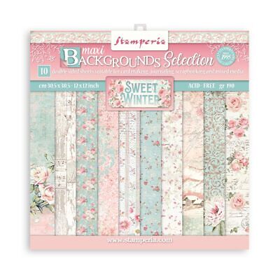 Stamperia SWEET WINTER BACKGROUNDS 12X12 Double Faced Paper 10 pc+Bonus #SBBL124