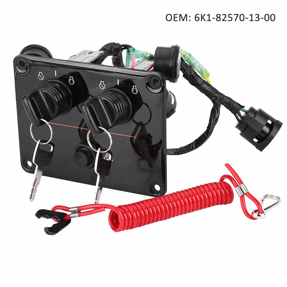 12V OEM Dual Key Ignition Twin Switch Panel Kit For Yamaha Outboard