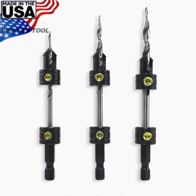 Snappy 3pc Tapered Drill Bit Countersink Set MADE IN USA Large Set Screws Quick
