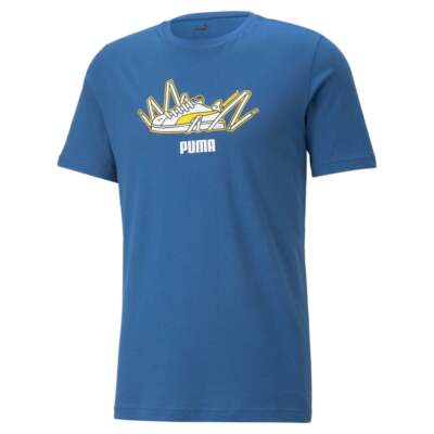 

Puma Sneaker Graphic Crew Neck Футболка с коротким рукавом Мужские синие повседневные топы 672232, Синий, Puma Sneaker Graphic Crew Neck Short Sleeve T-Shirt
