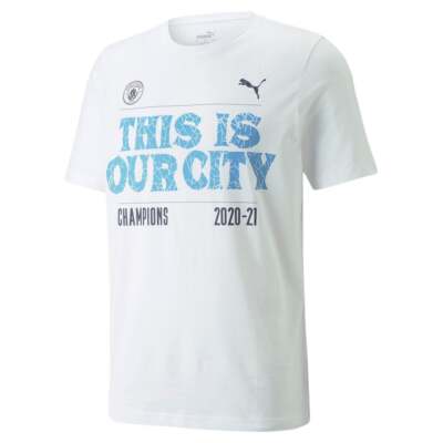 

Puma 768843-01 Mens Manchester City Winners Crew Neck Short Sleeve Casual, Белый, Puma Manchester City Winners Crew Neck Short Sleeve