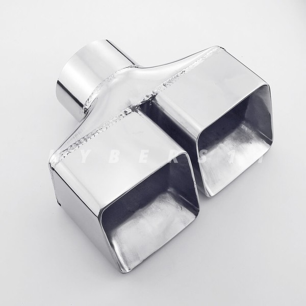 Pair 3" ID Dual Wall Square Stainless Steel Exhaust Tips for Dodge