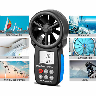 Digital Anemometer Air Flow Meter LCD Wind Speed Gauge Handheld 866B 0.3-30M/s