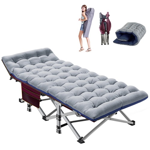 NAIZEA Folding Camping Cot Heavy Duty Sleep Bed Portable w/Mat+Bag Military Cots