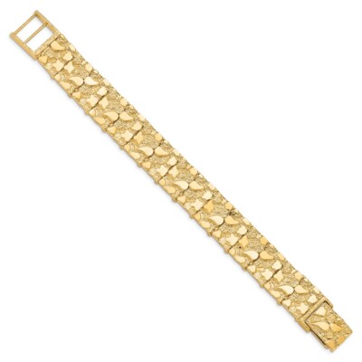 Pre-owned Superdealsforeverything Real 10kt Yellow Gold 15.0mm Nugget Chain Bracelet; 8 Inch