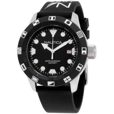 Nautica NSR 100 Flag Black Dial Silicone Strap Men's Watch NAD09509G