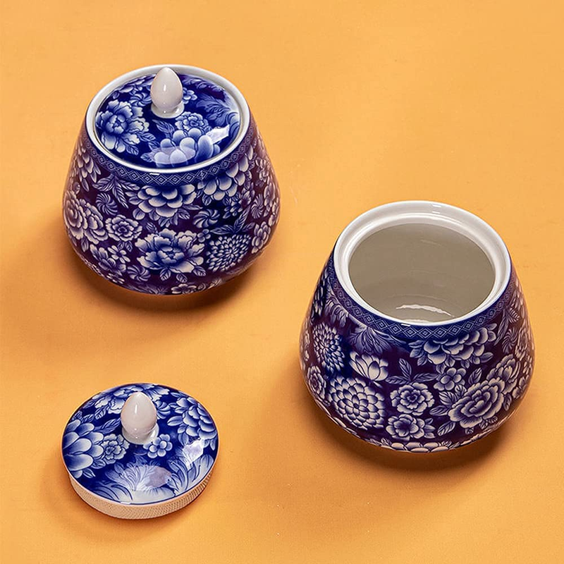 Decorative Jars, Ancient Chinese Blue and White Porcelain Ceramic Storage Box, w