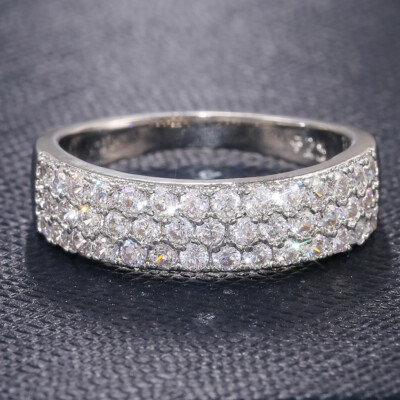 Women Fashion Jewelry Cubic Zircon Wedding 925 Silver Filled Ring Sz 6-10