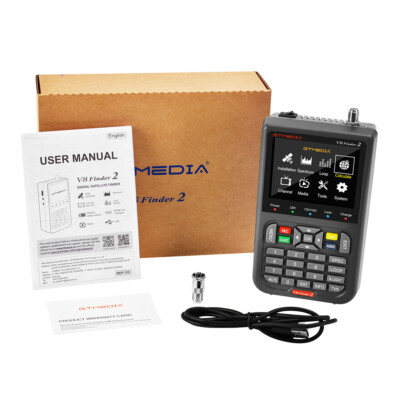 GTMEDIA V8 Sat Finder DVB-S2/S2X FTA Digital Satellite Finder Signal Meter 3.5''
