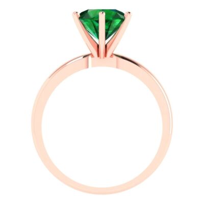 Pre-owned Pucci 2 Ct Round Cz Vvs1 Emerald Designer Statement Bridal Classic Ring 14k Pink Gold