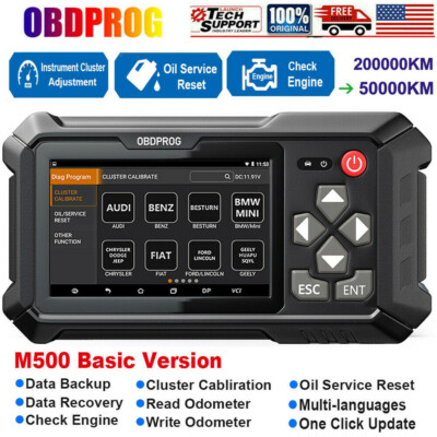OBDPROG M500 OBD2 Scanner Odometer Adjustment Engine Scan Oil Reset Diagnostic