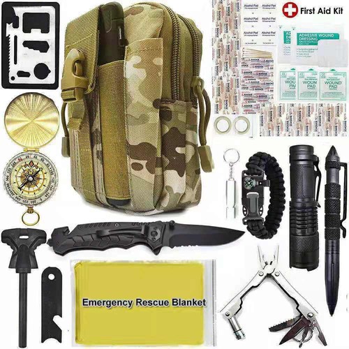 Camping Survival Kit 40 in 1 Outdoor Military Tactical Backpack Emergency Gear 5