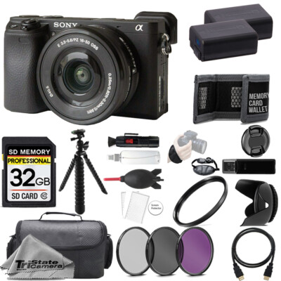 Sony Alpha a6400 Camera w/ 16-50mm Lens +32GB + Ext Bat+ 3 PC Filter- Kit