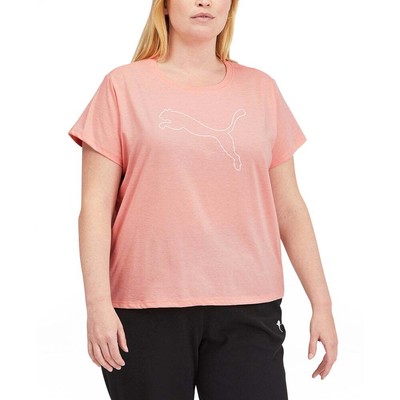 

Puma Rtg Heather Logo Crew Neck Short Sleeve TShirt Plus Womens Pink Casual 5894, Розовый