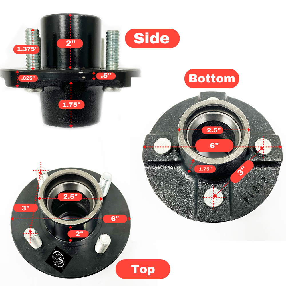Southwest Wheel Trailer Wheel Hub Kit 4 on 4" for 2,000 lbs Axle