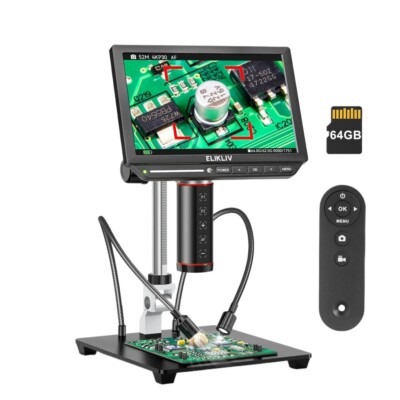 Elikliv Autofocus 4K Digital Microscope 52MP 8'' 2000X Coin Microscope Welding