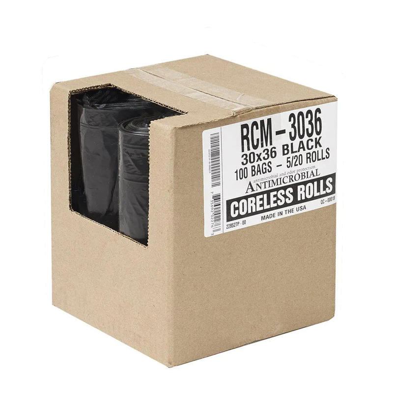 Trash Bags 30 Gal. Black Plastic Strong Tall Heavy Duty Garbage Kitchen 100-Pack