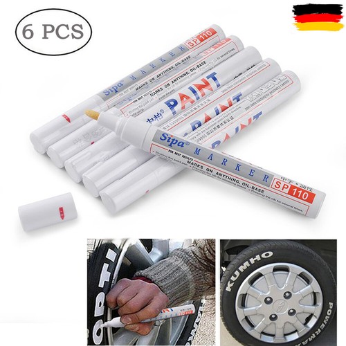 6x Reifen Stift Reifenmarker Auto KFZ Motor Reifenstift Marker Beschriftung Weiß