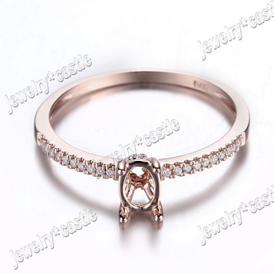 Wedding Diamonds Women's Fine Ring Solid 18k Rose Gold 5x3mm Oval Cut Semi Mount