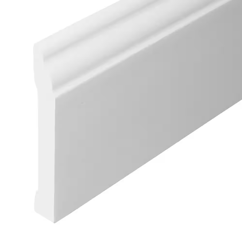 PVC Baseboard Molding 3 1/4 in x 96 in White Waterproof Trim Interior Exterior