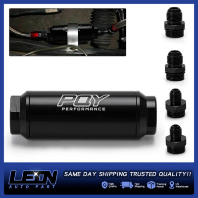 Inline Fuel Filter High Flow 100 Micron Cleanable AN6 AN8 Adapter Universal
