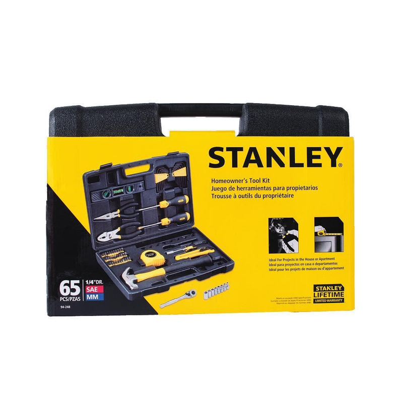 NEW Durable Stanley Assortment Home Tool Kit 65-PIECES for Household Projects 