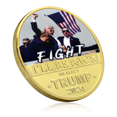 2024 Assassination Attempt US President Donald Trump Gold Coin Ornament Medal