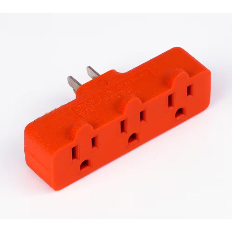 Commercial Electric Triple Tap Adapter Grounded 3 Prong 15 Amp 125V 1875W 4 Pack