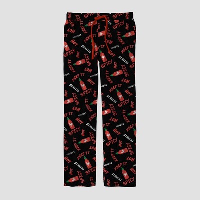 Мужские пижамные брюки из хлопка и флиса Sriracha, легкие по щиколотку, 30,5, Черный/Красный, S